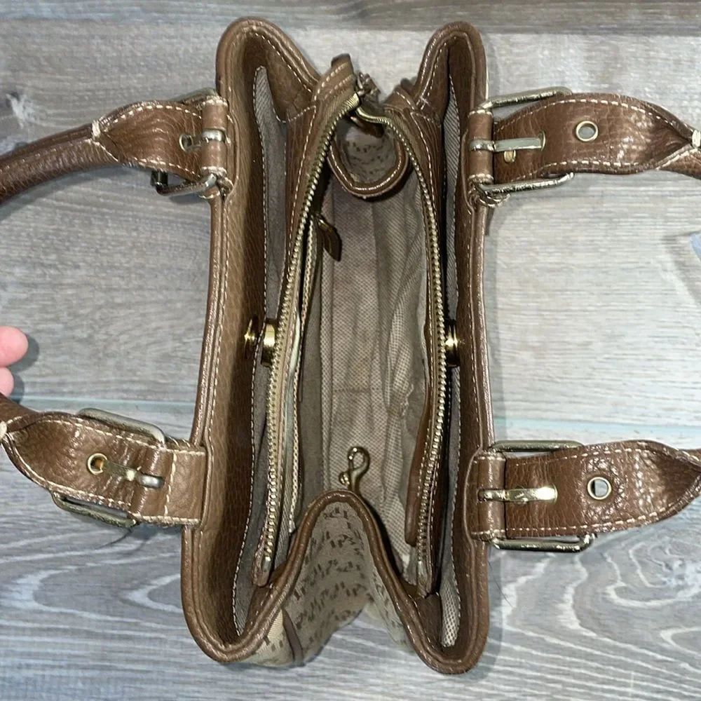 Dooney & Bourke Signature Monogram Canvas Small Buckle Satchel 8.5”X 4”X 12.5” — image 6 of 8